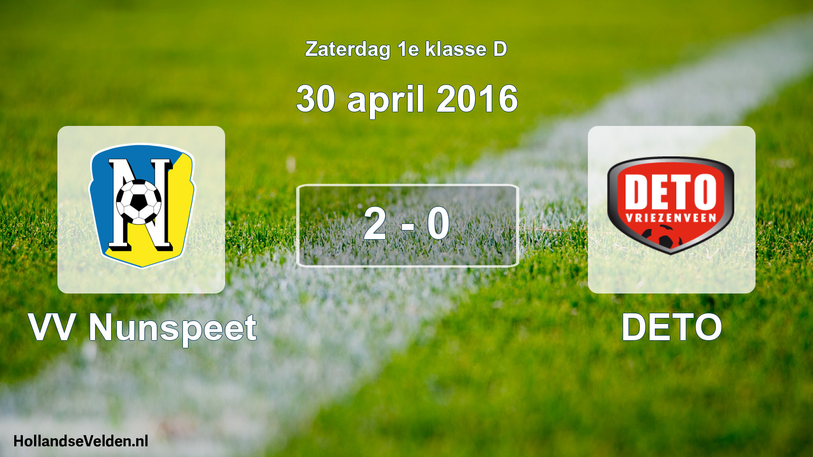 Total number of matches played: VV Nunspeet - DETO 2 - 0 (30 April 2016)