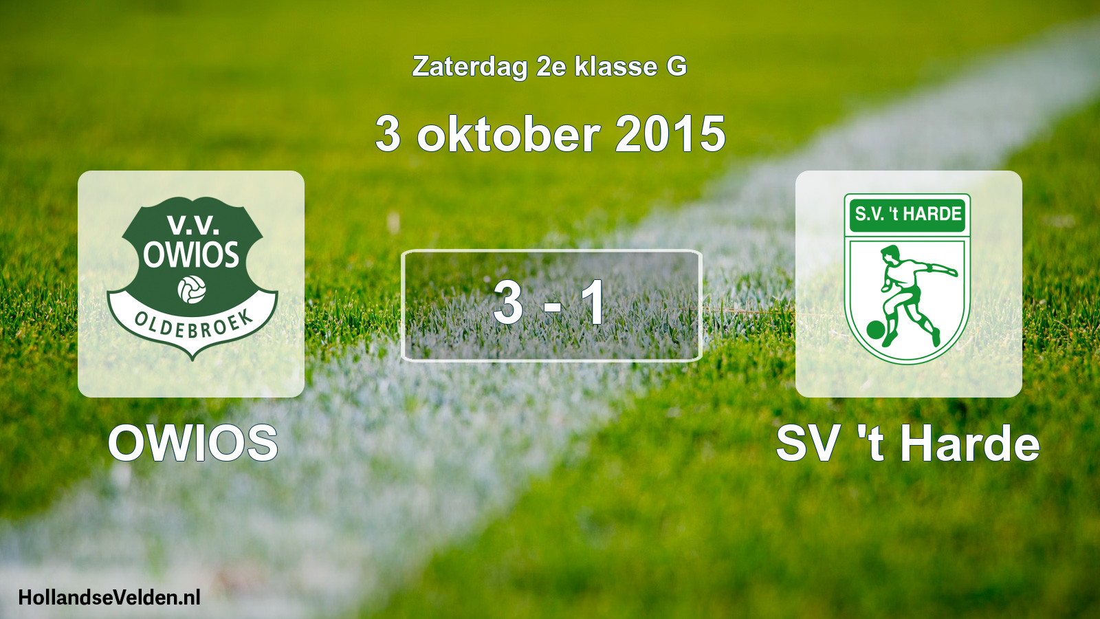 Total number of matches played: OWIOS - SV 't Harde 3 - 1 (3 October 2015)
