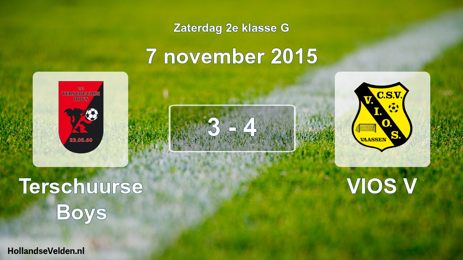 Total number of matches played: Terschuurse Boys - VIOS V 3 - 4 (7 November 2015)