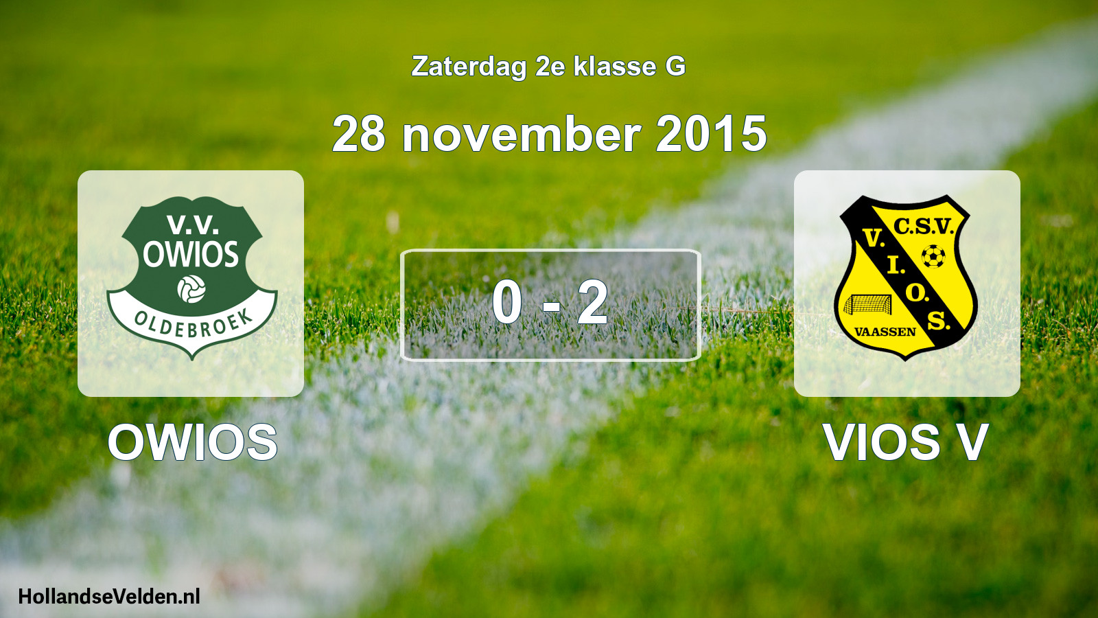 Total number of matches played: OWIOS - VIOS V 0 - 2 (28 November 2015)