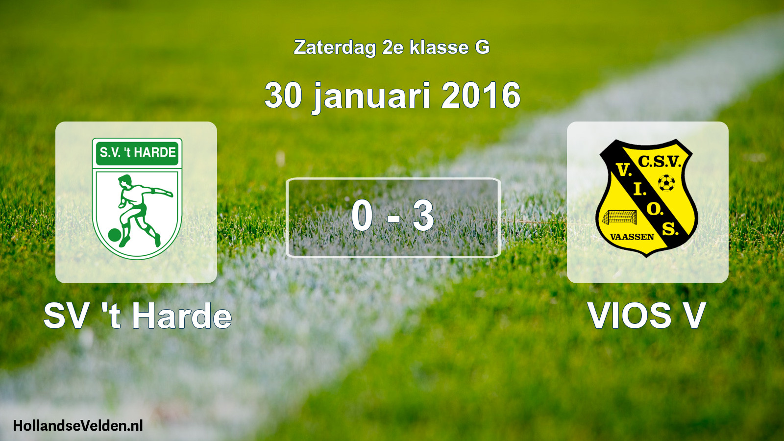 Total number of matches played: SV 't Harde - VIOS V 0 - 3 (30 January 2016)
