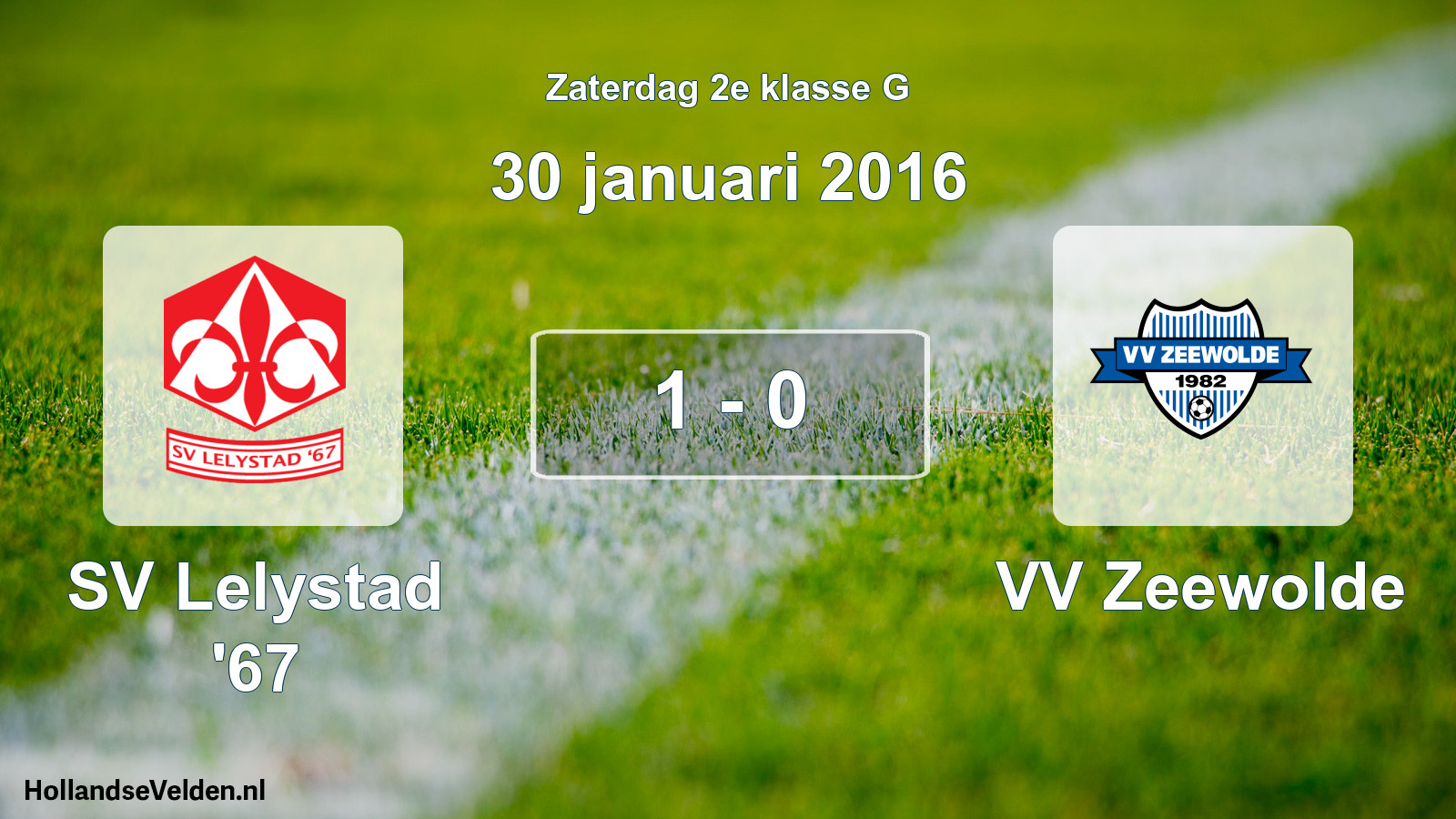 Total number of matches played: SV Lelystad '67 - VV Zeewolde 1 - 0 (30 January 2016)