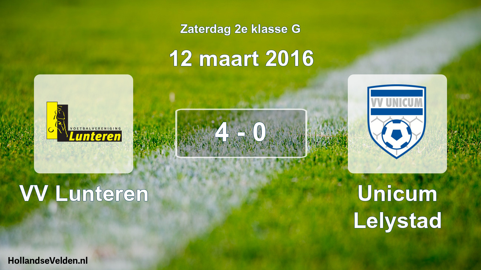Total number of matches played: VV Lunteren - Unicum Lelystad 4 - 0 (12 March 2016)