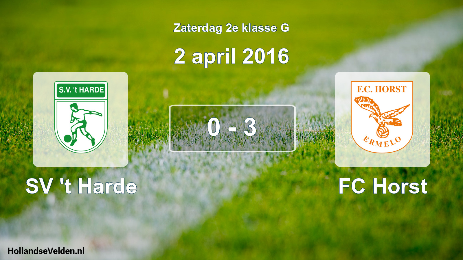 Total number of matches played: SV 't Harde - FC Horst 0 - 3 (2 April 2016)