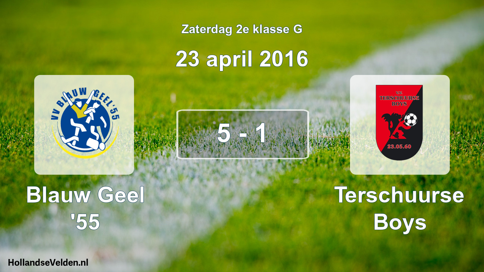 Total number of matches played: Blauw Geel '55 - Terschuurse Boys 5 - 1 (23 April 2016)