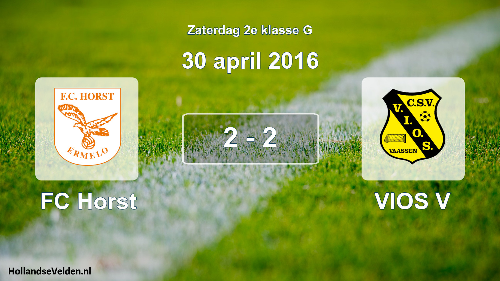 Total number of matches played: FC Horst - VIOS V 2 - 2 (30 April 2016)