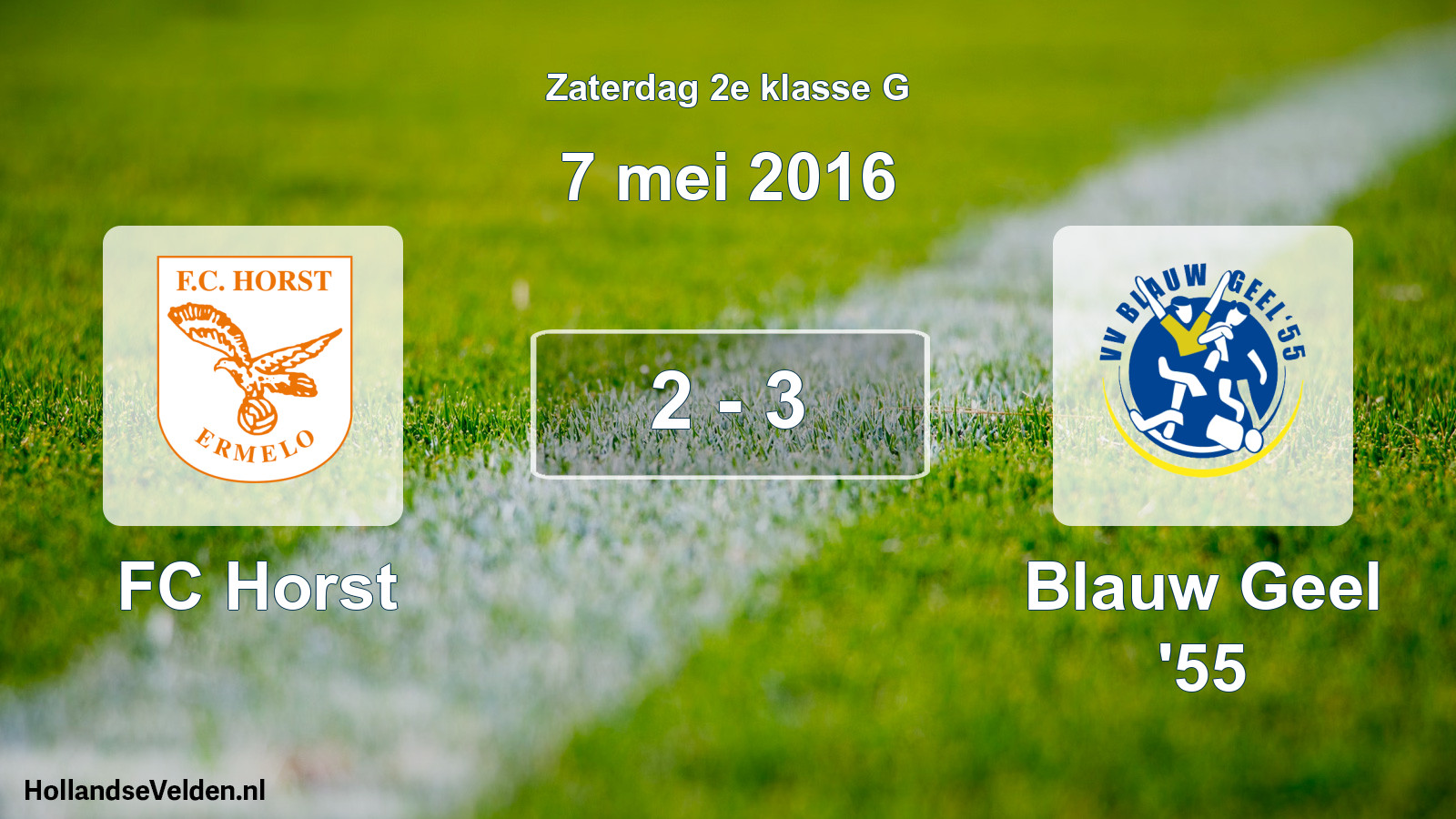 Total number of matches played: FC Horst - Blauw Geel '55 2 - 3 (7 May 2016)