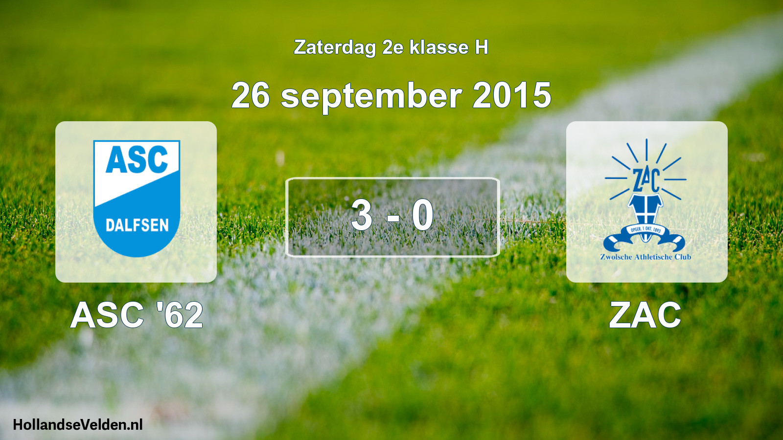 Total number of matches played: ASC '62 - ZAC 3 - 0 (26 September 2015)