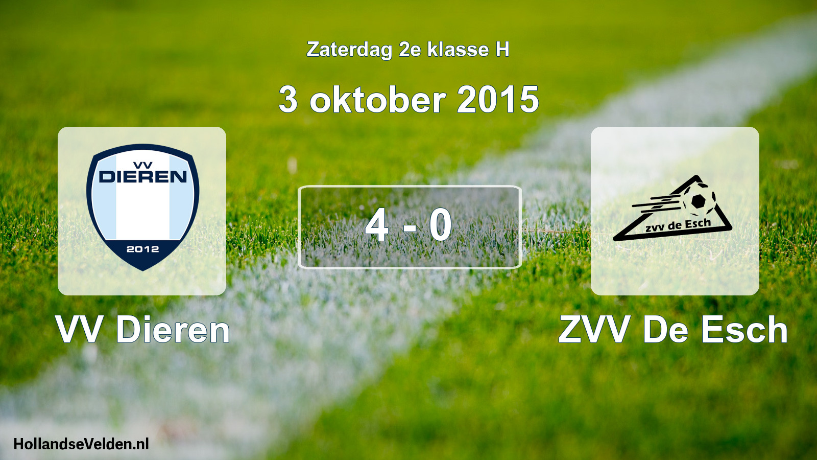 Total number of matches played: VV Dieren - ZVV De Esch 4 - 0 (3 October 2015)