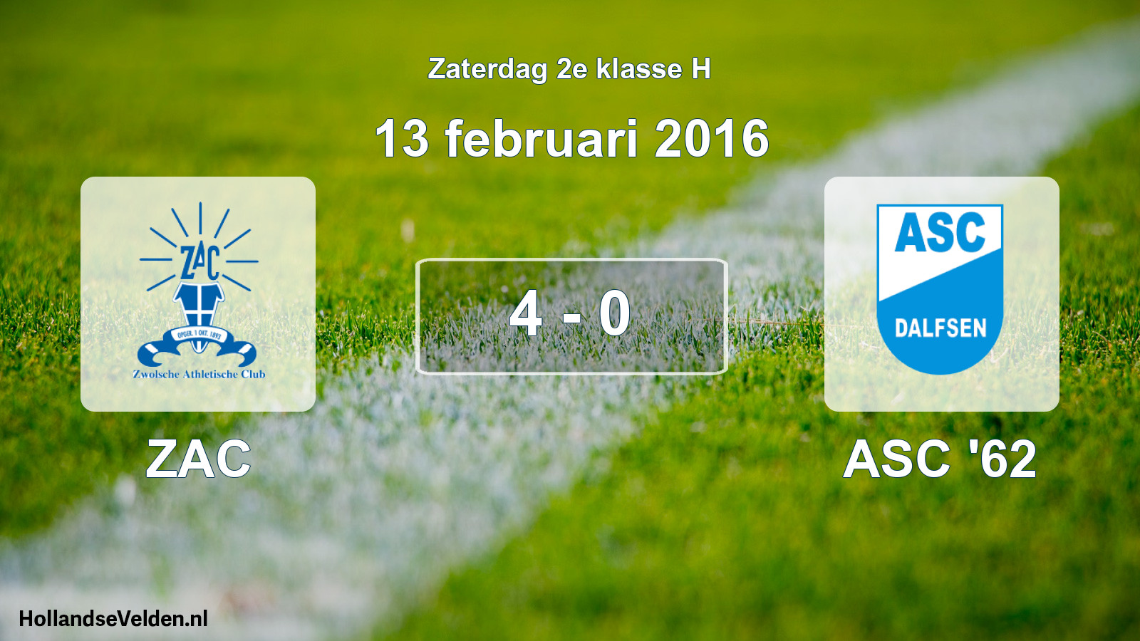 Total number of matches played: ZAC - ASC '62 4 - 0 (13 February 2016)