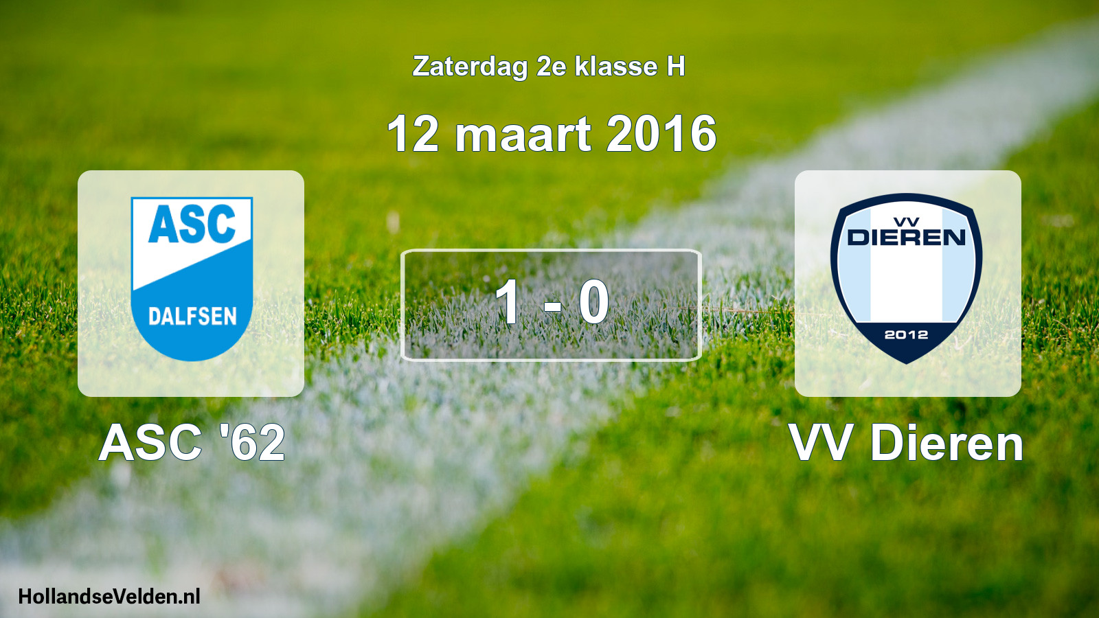 Total number of matches played: ASC '62 - VV Dieren 1 - 0 (12 March 2016)