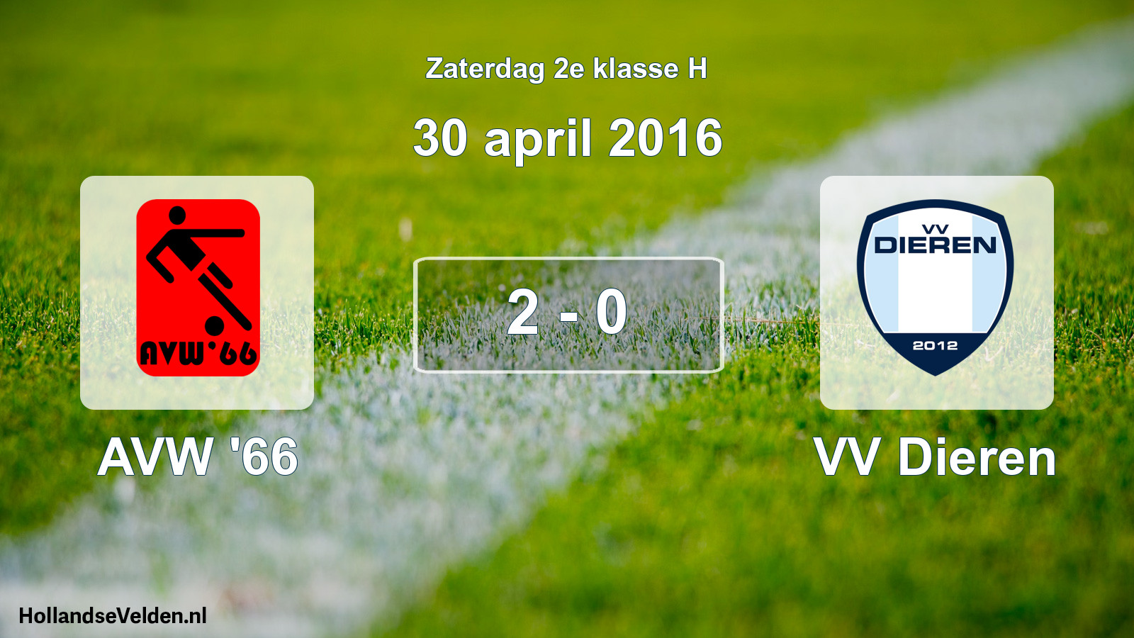 Total number of matches played: AVW '66 - VV Dieren 2 - 0 (30 April 2016)