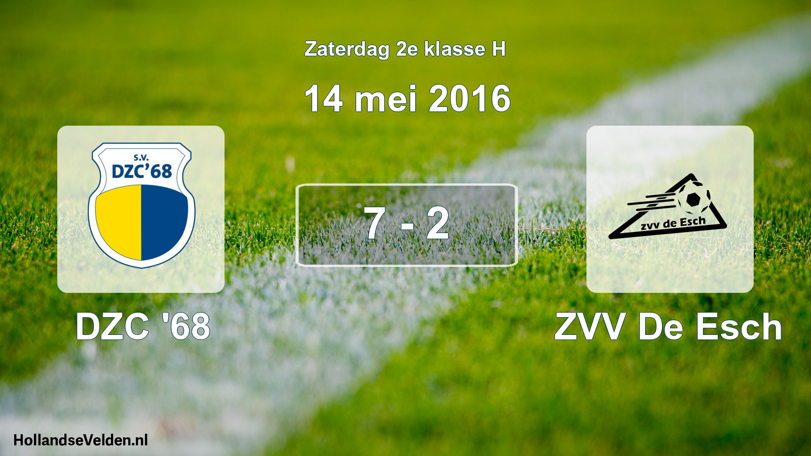 Total number of matches played: DZC '68 - ZVV De Esch 7 - 2 (14 May 2016)