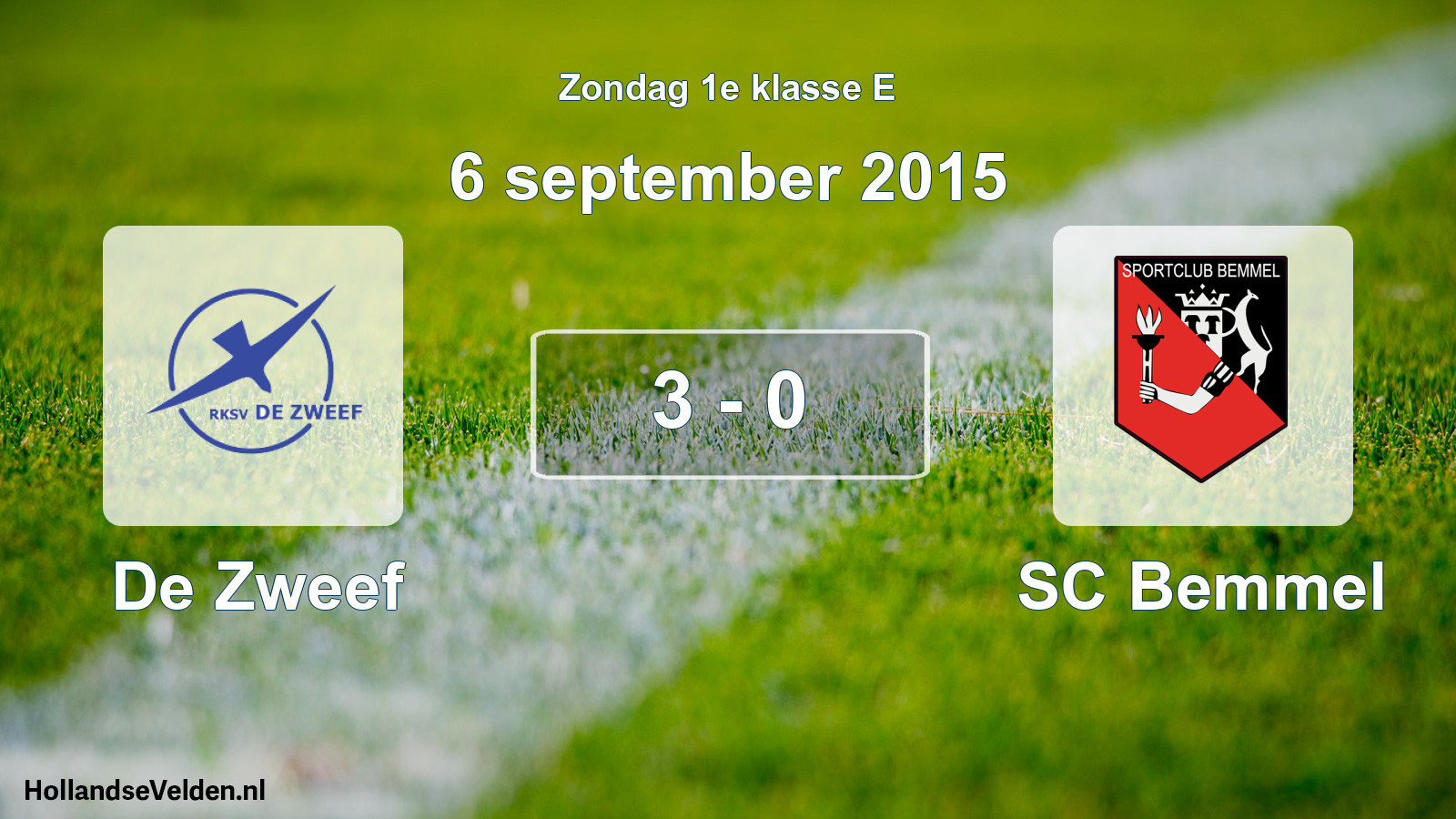 Total number of matches played: De Zweef - SC Bemmel 3 - 0 (6 September 2015)