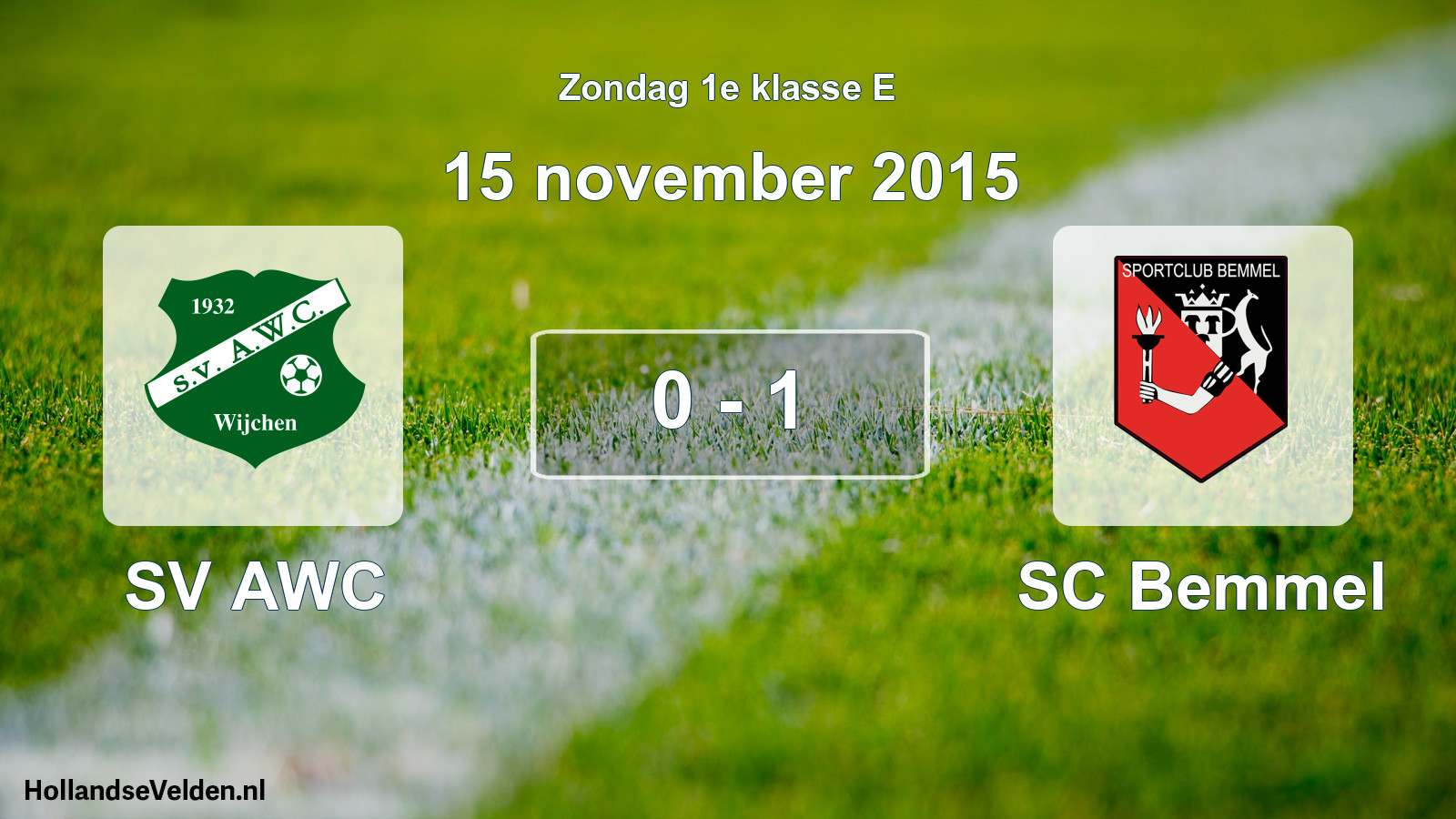 Total number of matches played: SV AWC - SC Bemmel 0 - 1 (15 November 2015)