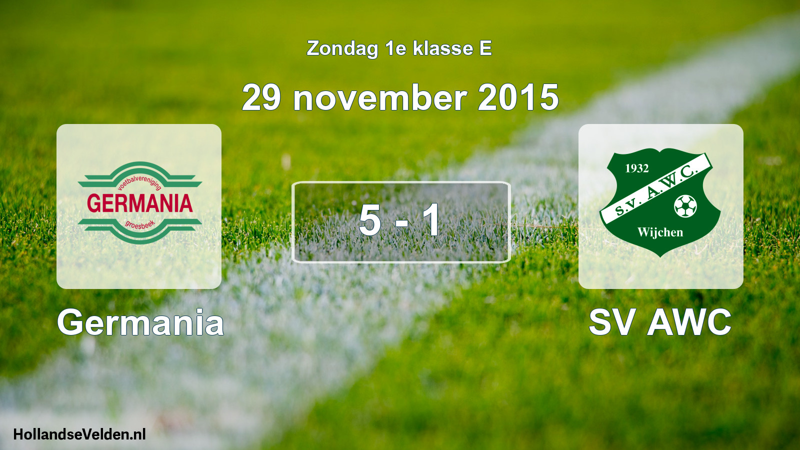 Total number of matches played: Germania - SV AWC 5 - 1 (29 November 2015)