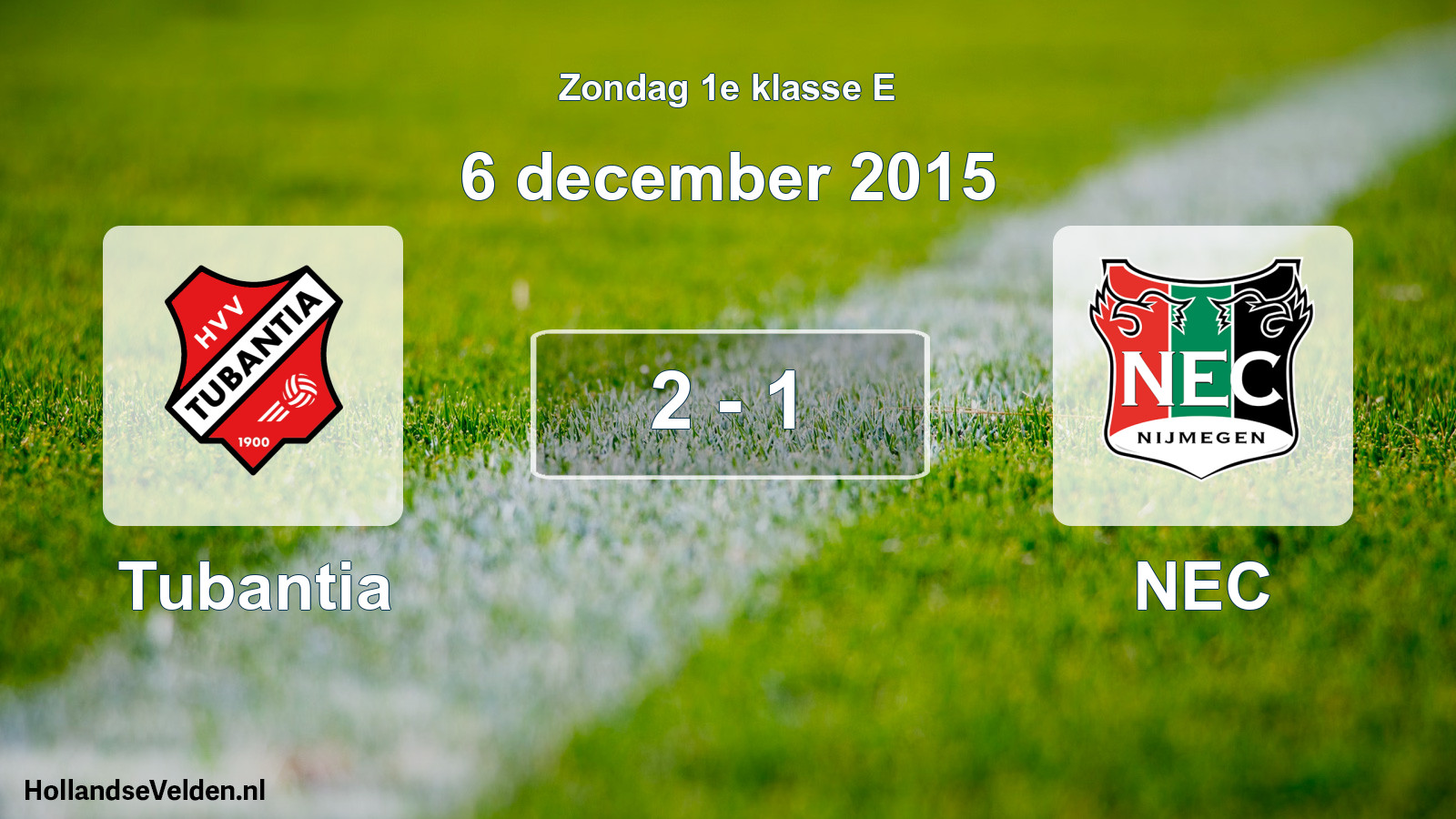 Total number of matches played: Tubantia - NEC 2 - 1 (6 December 2015)