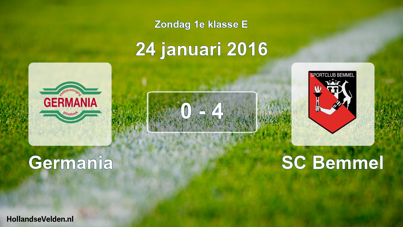 Total number of matches played: Germania - SC Bemmel 0 - 4 (24 January 2016)