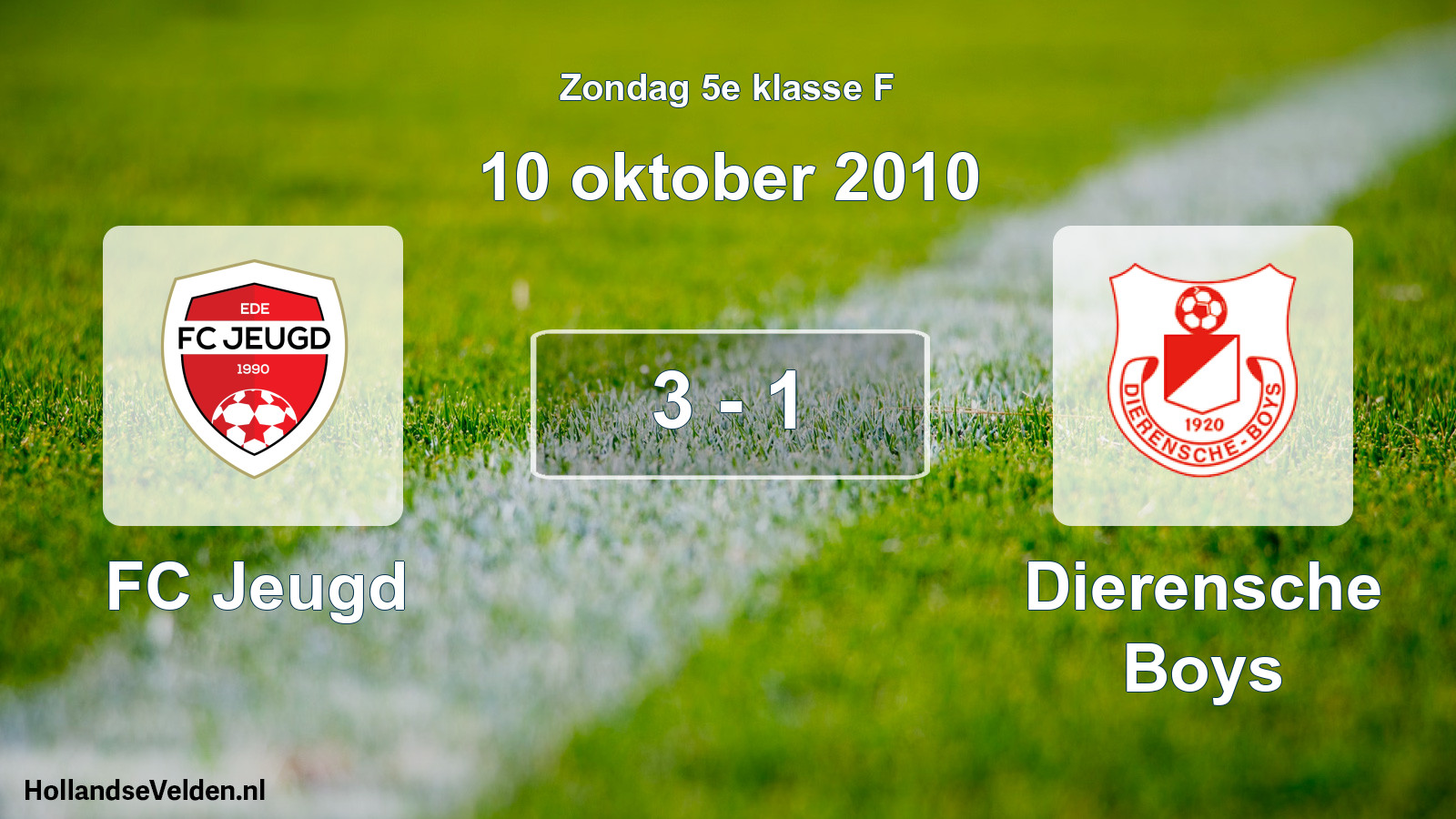 Total number of matches played: FC Jeugd - Dierensche Boys 3 - 1 (10 October 2010)