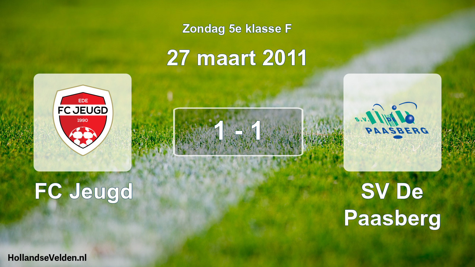Total number of matches played: FC Jeugd - SV De Paasberg 1 - 1 (27 March 2011)
