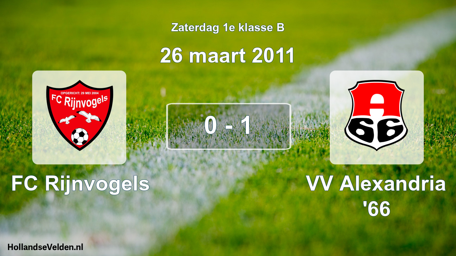 Total number of matches played: FC Rijnvogels - VV Alexandria '66 0 - 1 (26 March 2011)