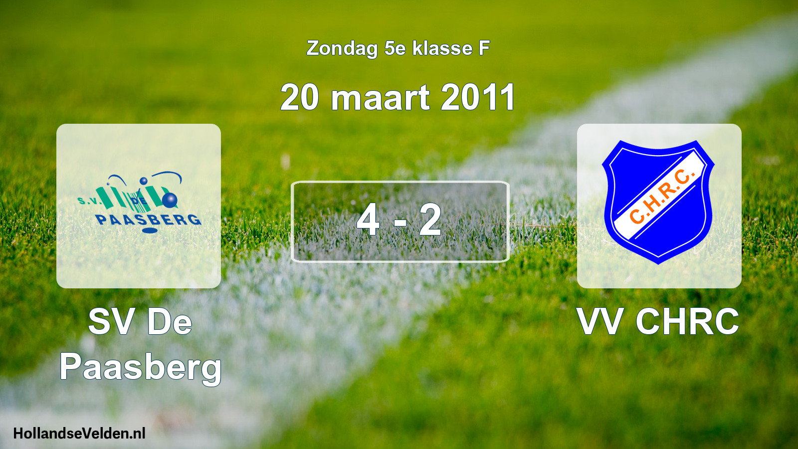 Total number of matches played: SV De Paasberg - VV CHRC 4 - 2 (20 March 2011)