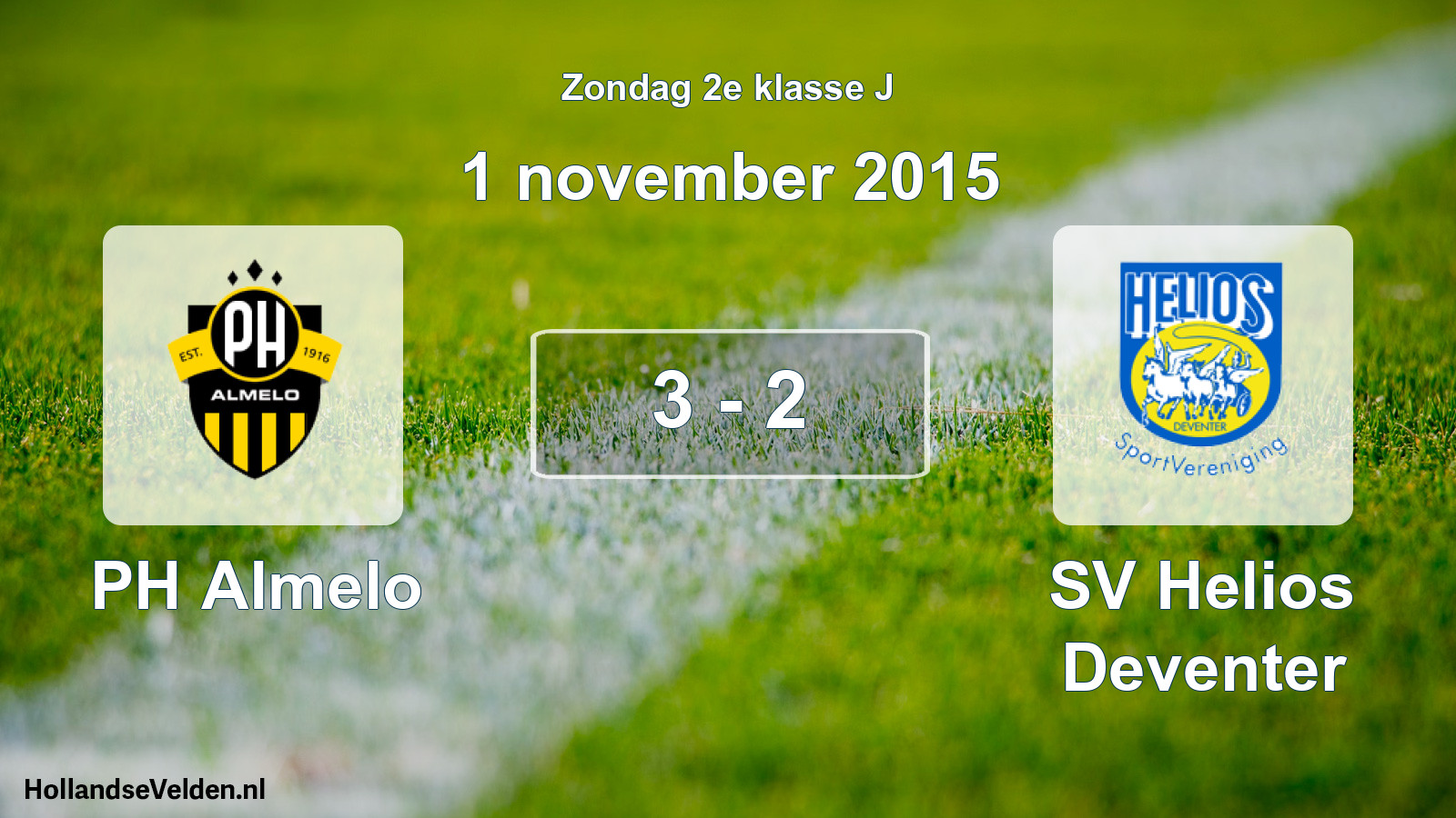 Total number of matches played: PH Almelo - SV Helios Deventer 3 - 2 (1 November 2015)