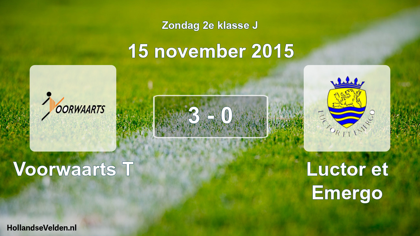 Total number of matches played: Voorwaarts T - Luctor et Emergo 3 - 0 (15 November 2015)