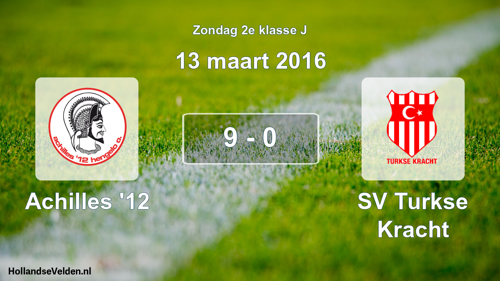 Total number of matches played: Achilles '12 - SV Turkse Kracht 9 - 0 (13 March 2016)