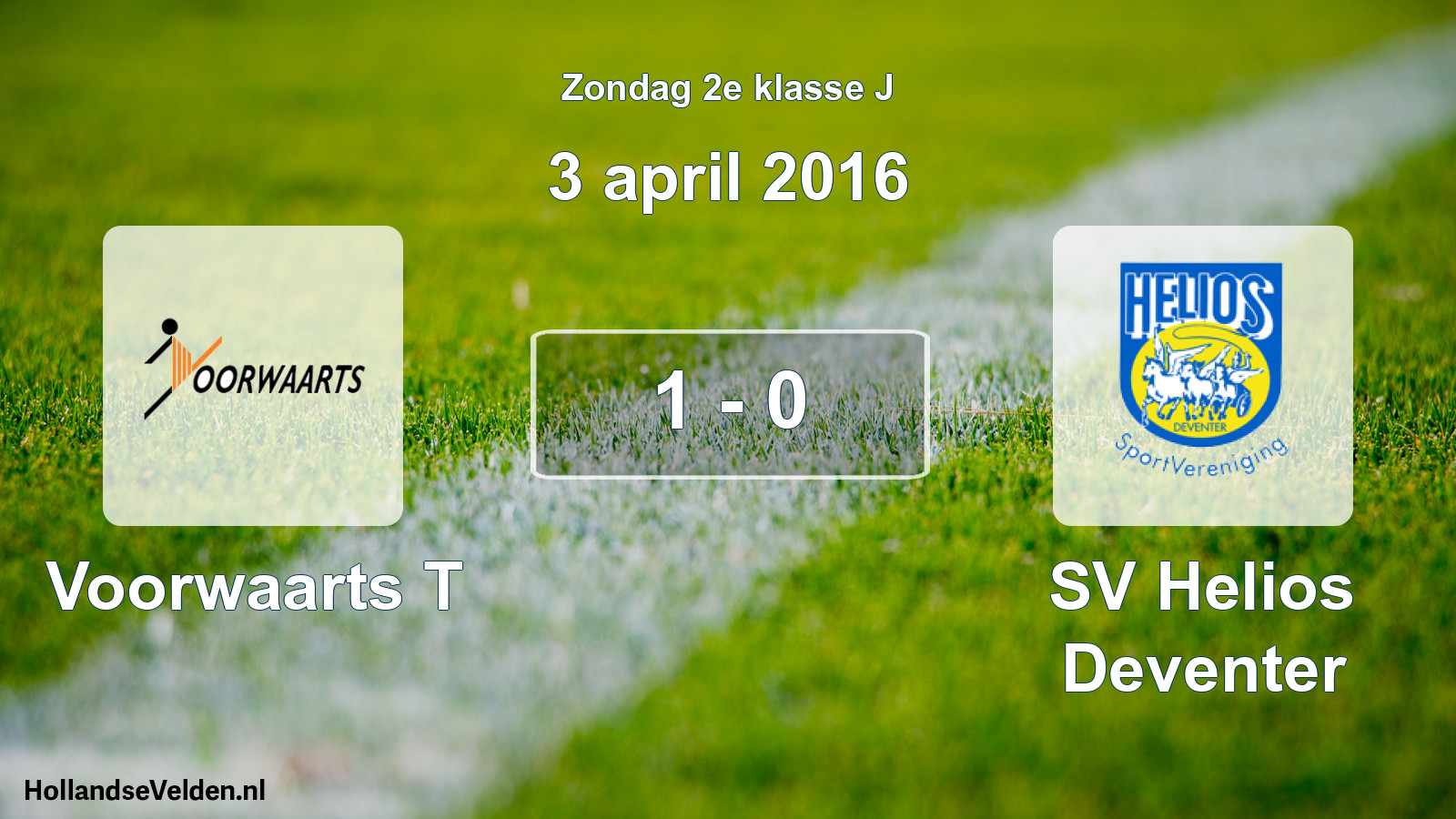 Total number of matches played: Voorwaarts T - SV Helios Deventer 1 - 0 (3 April 2016)