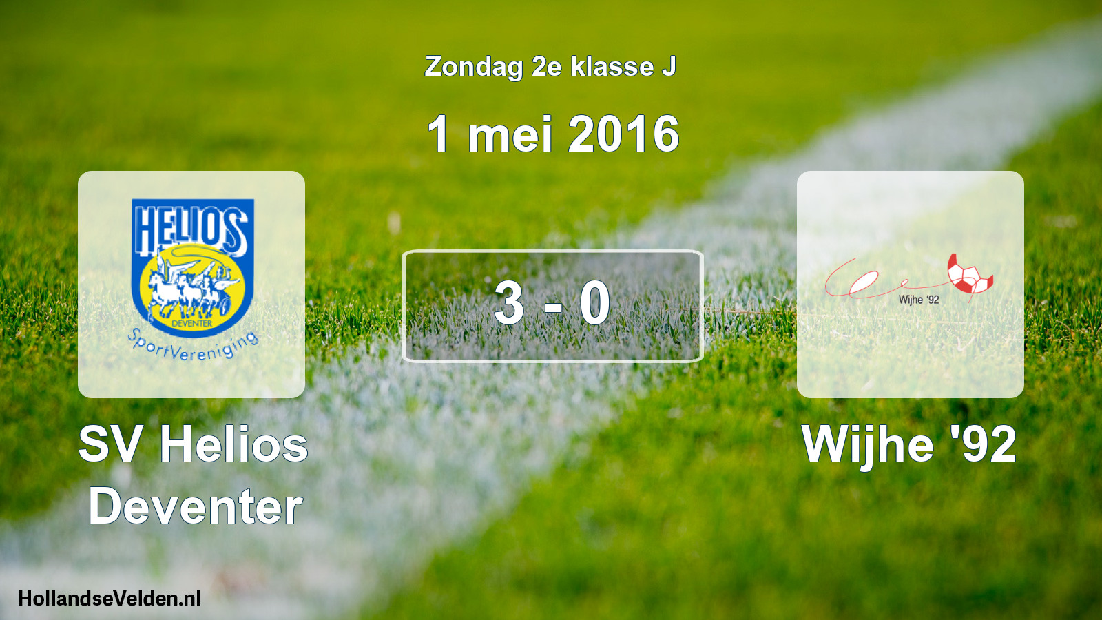 Total number of matches played: SV Helios Deventer - Wijhe '92 3 - 0 (1 May 2016)