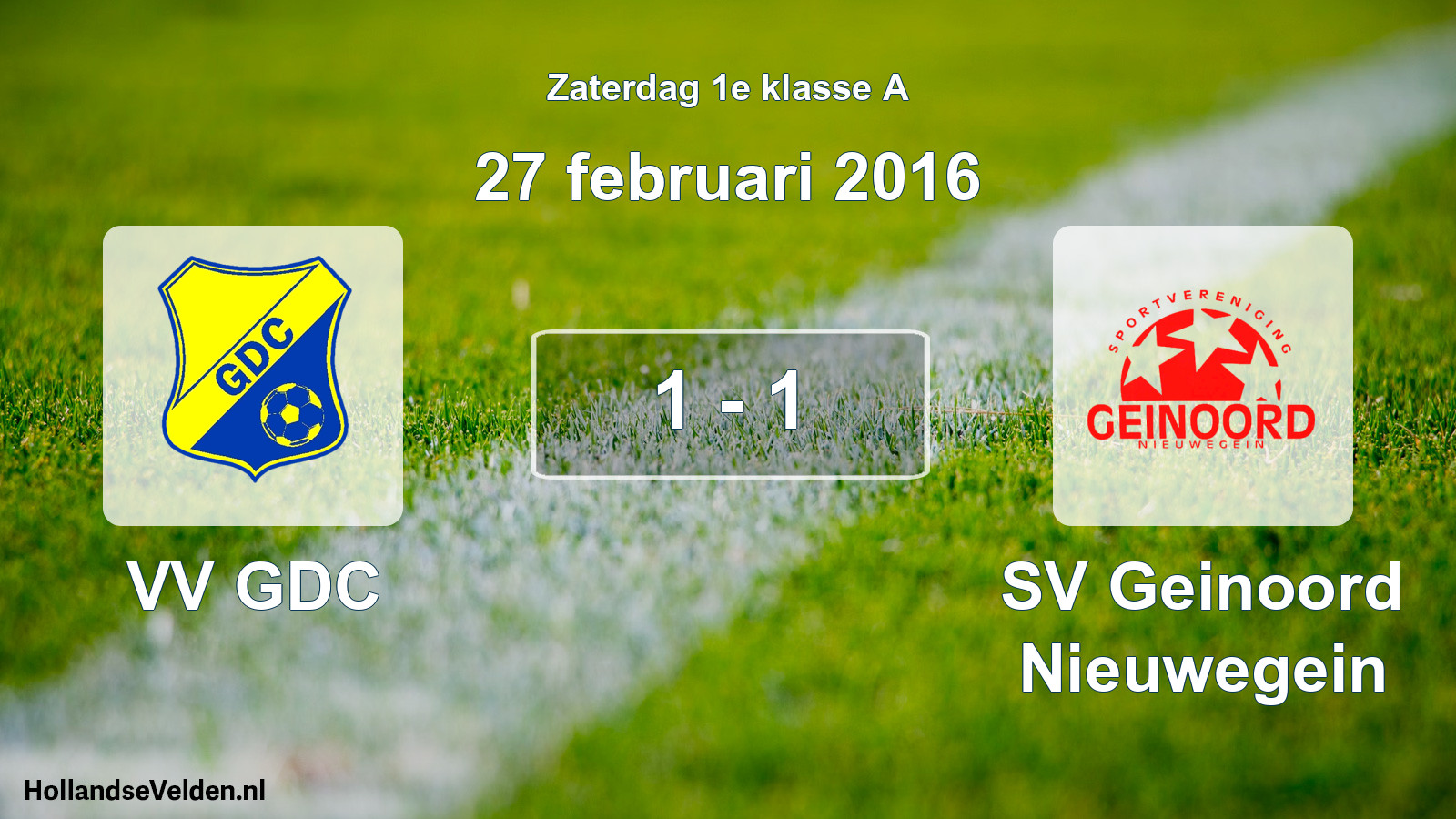 Total number of matches played: VV GDC - SV Geinoord Nieuwegein 1 - 1 (27 February 2016)