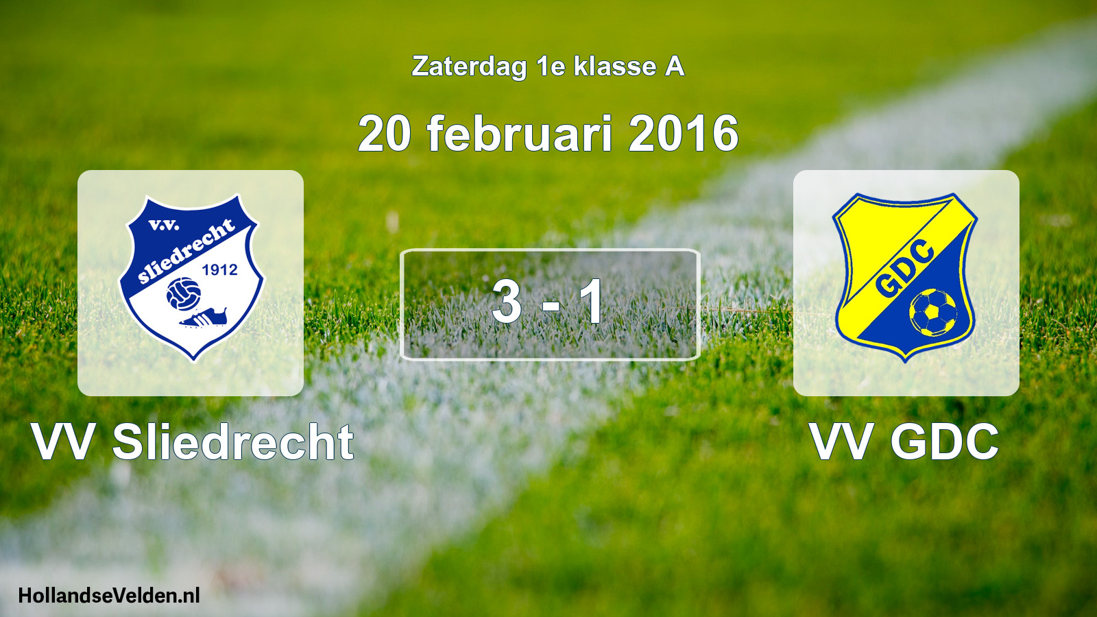 Total number of matches played: VV Sliedrecht - VV GDC 3 - 1 (20 February 2016)