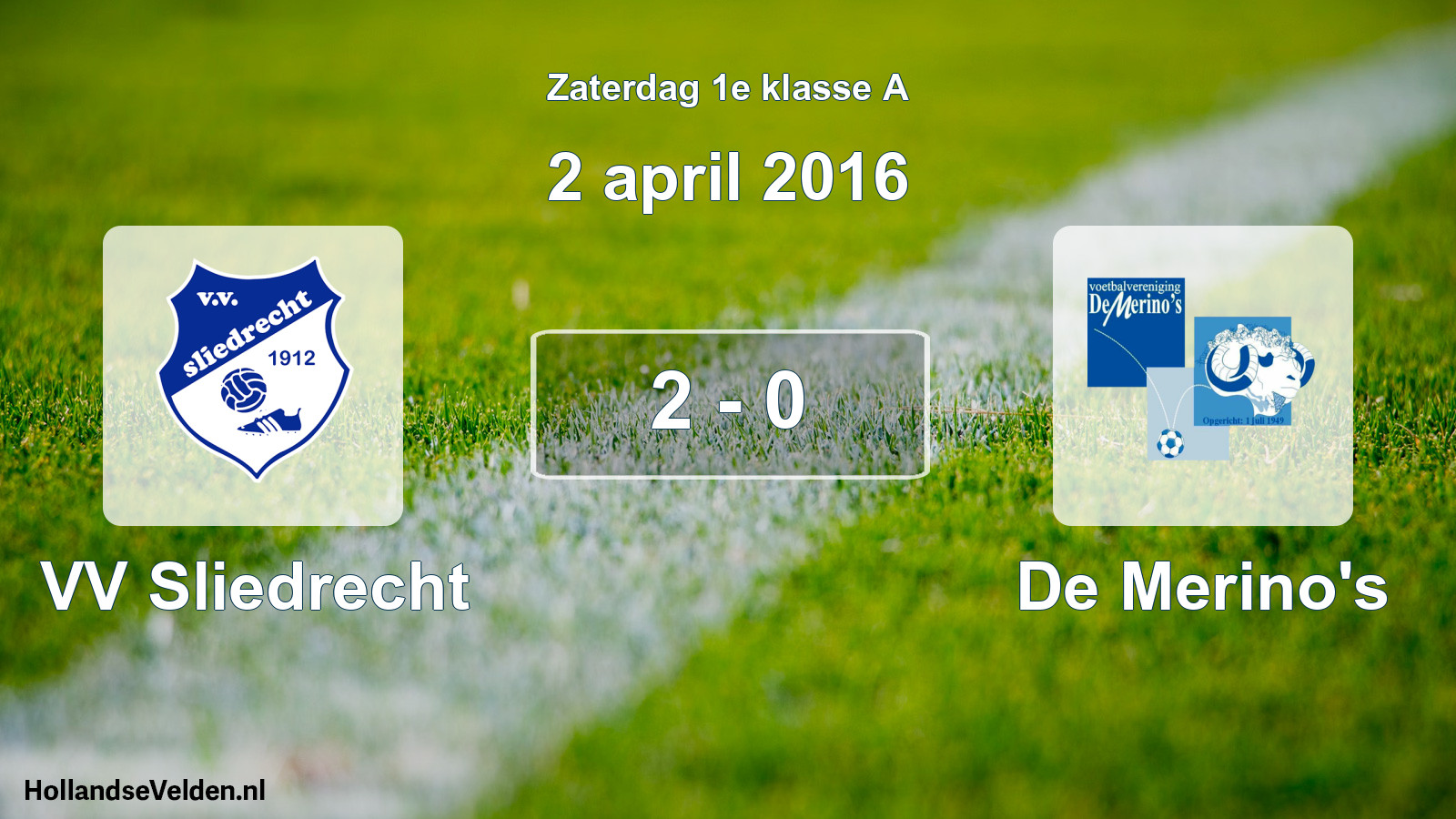 Total number of matches played: VV Sliedrecht - De Merino's 2 - 0 (2 April 2016)