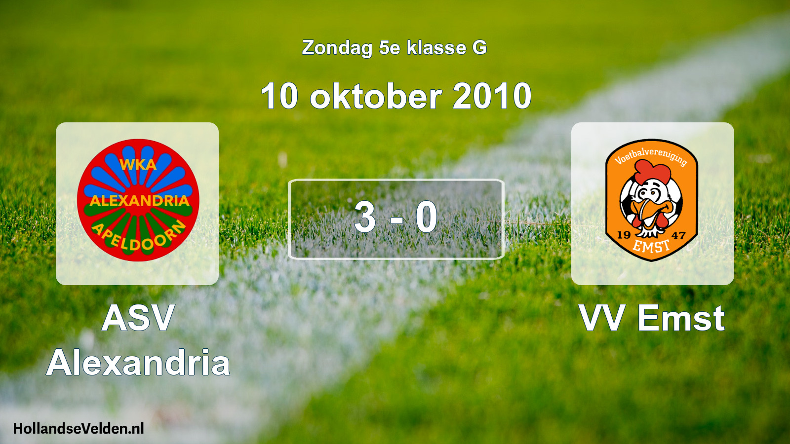 Total number of matches played: ASV Alexandria - VV Emst 3 - 0 (10 October 2010)