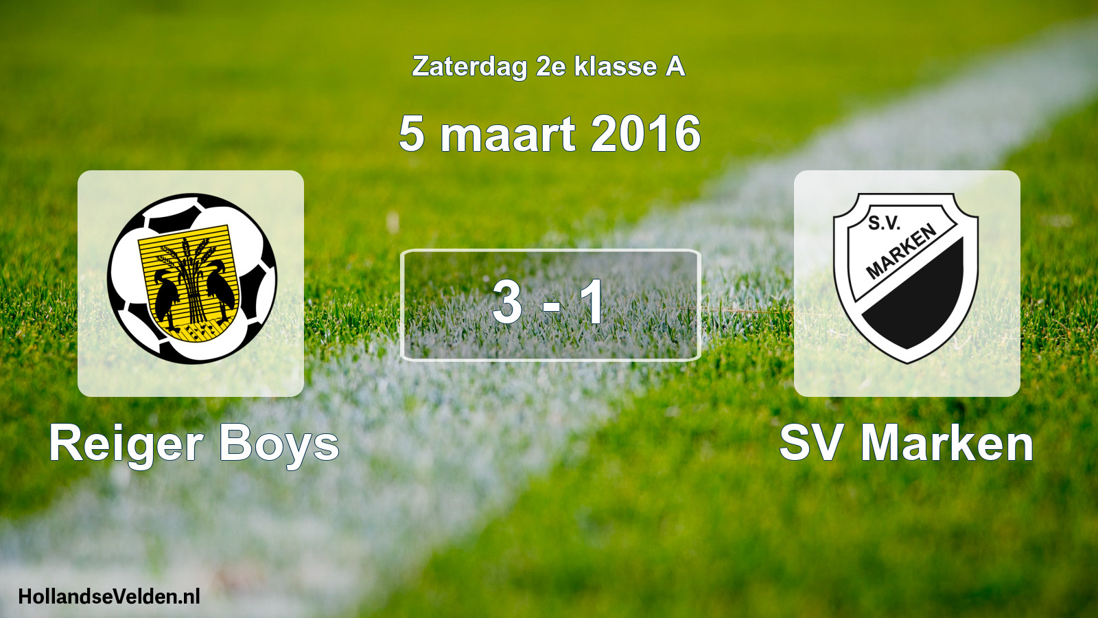 Total number of matches played: Reiger Boys - SV Marken 3 - 1 (5 March 2016)