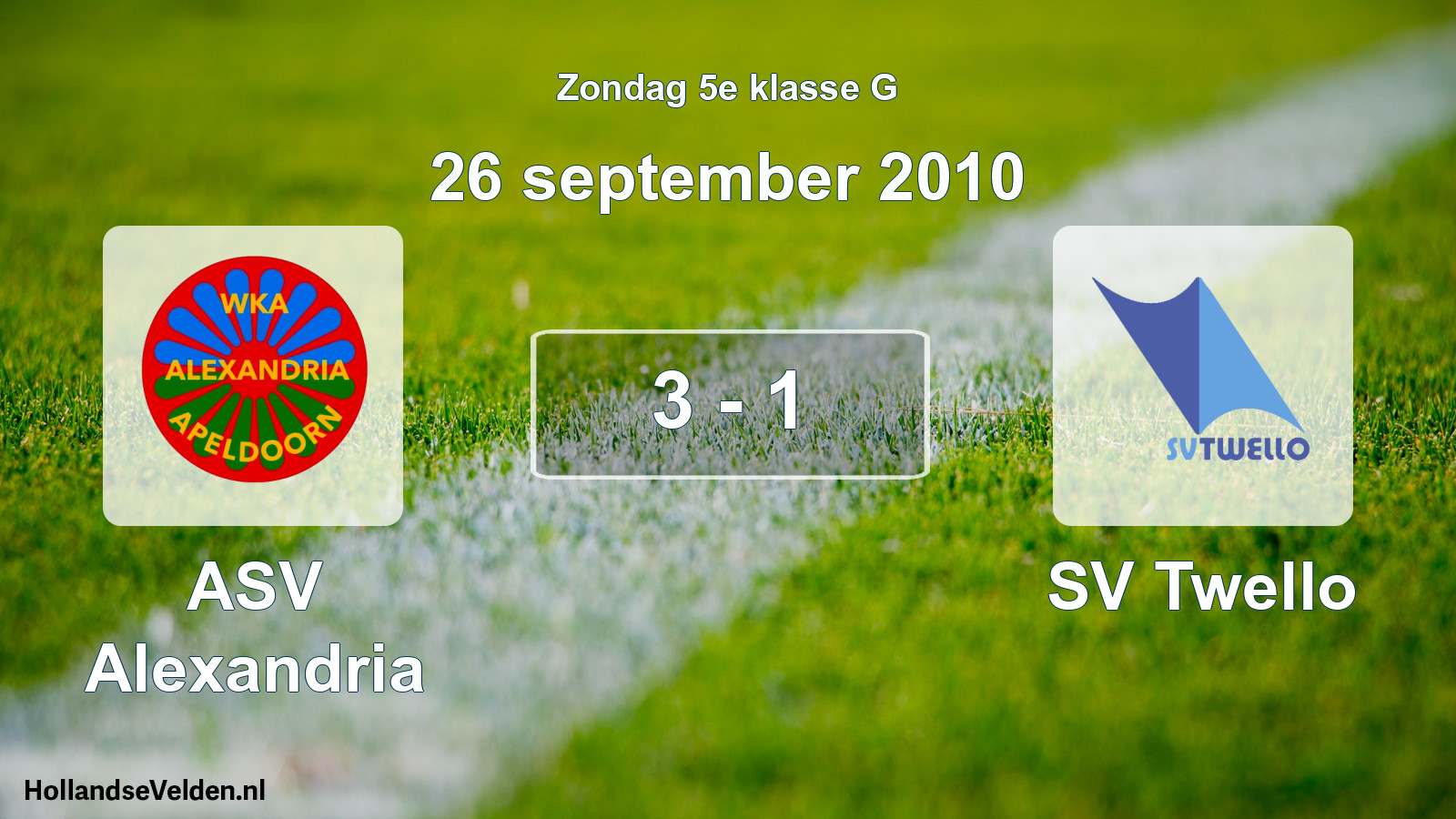 Total number of matches played: ASV Alexandria - SV Twello 3 - 1 (26 September 2010)