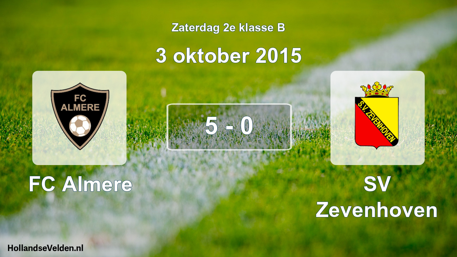 Total number of matches played: FC Almere - SV Zevenhoven 5 - 0 (3 October 2015)