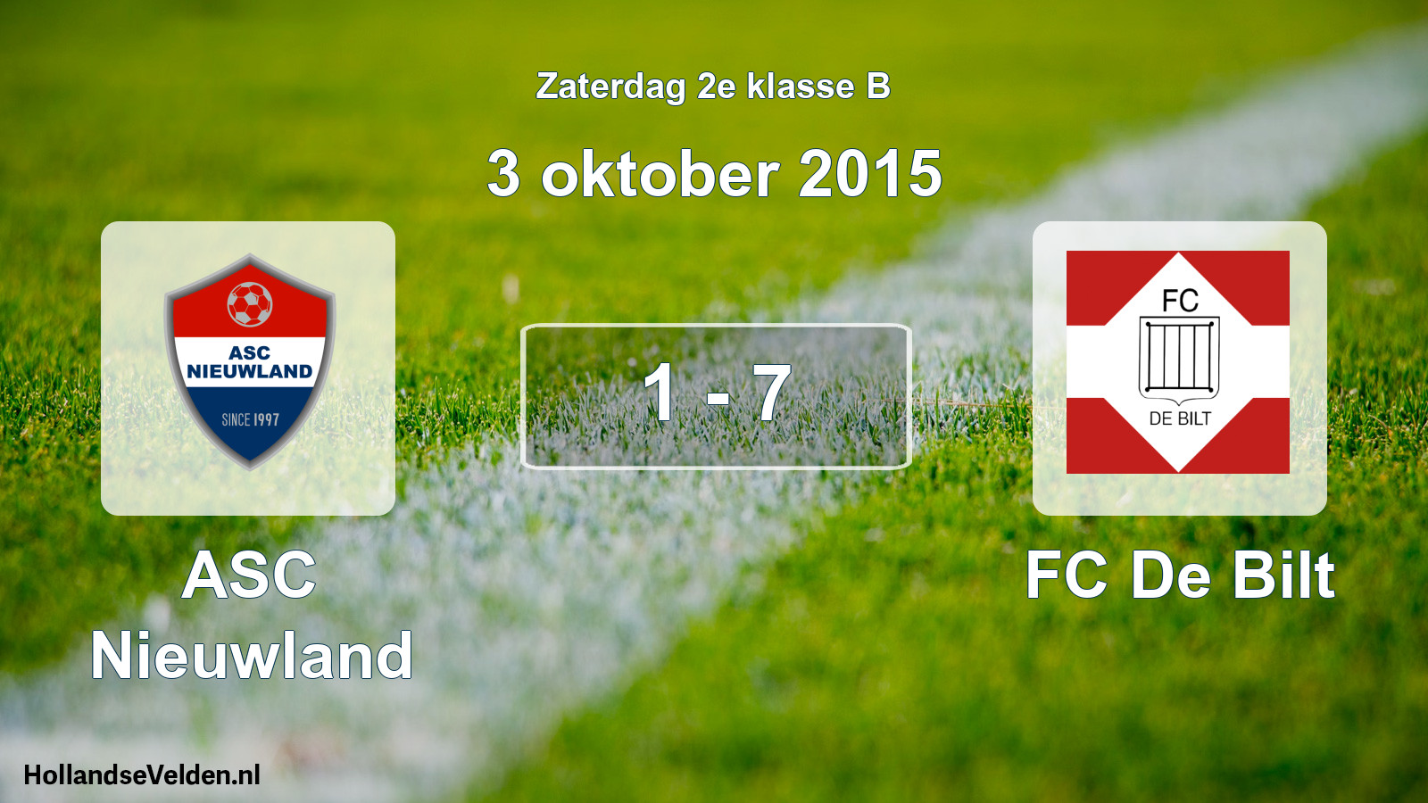 Total number of matches played: ASC Nieuwland - FC De Bilt 1 - 7 (3 October 2015)