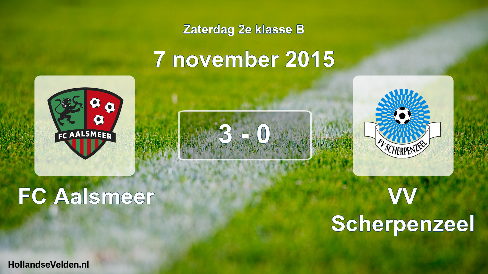 Total number of matches played: FC Aalsmeer - VV Scherpenzeel 3 - 0 (7 November 2015)