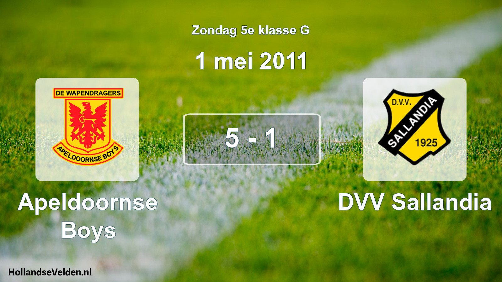 Total number of matches played: Apeldoornse Boys - DVV Sallandia 5 - 1 (1 May 2011)