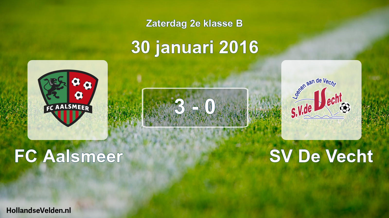 Total number of matches played: FC Aalsmeer - SV De Vecht 3 - 0 (30 January 2016)