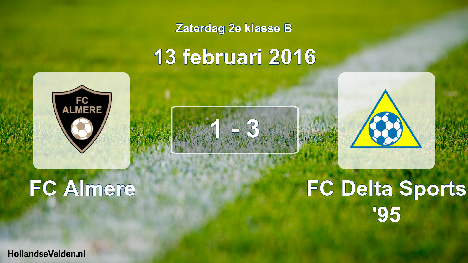 Total number of matches played: FC Almere - FC Delta Sports '95 1 - 3 (13 February 2016)
