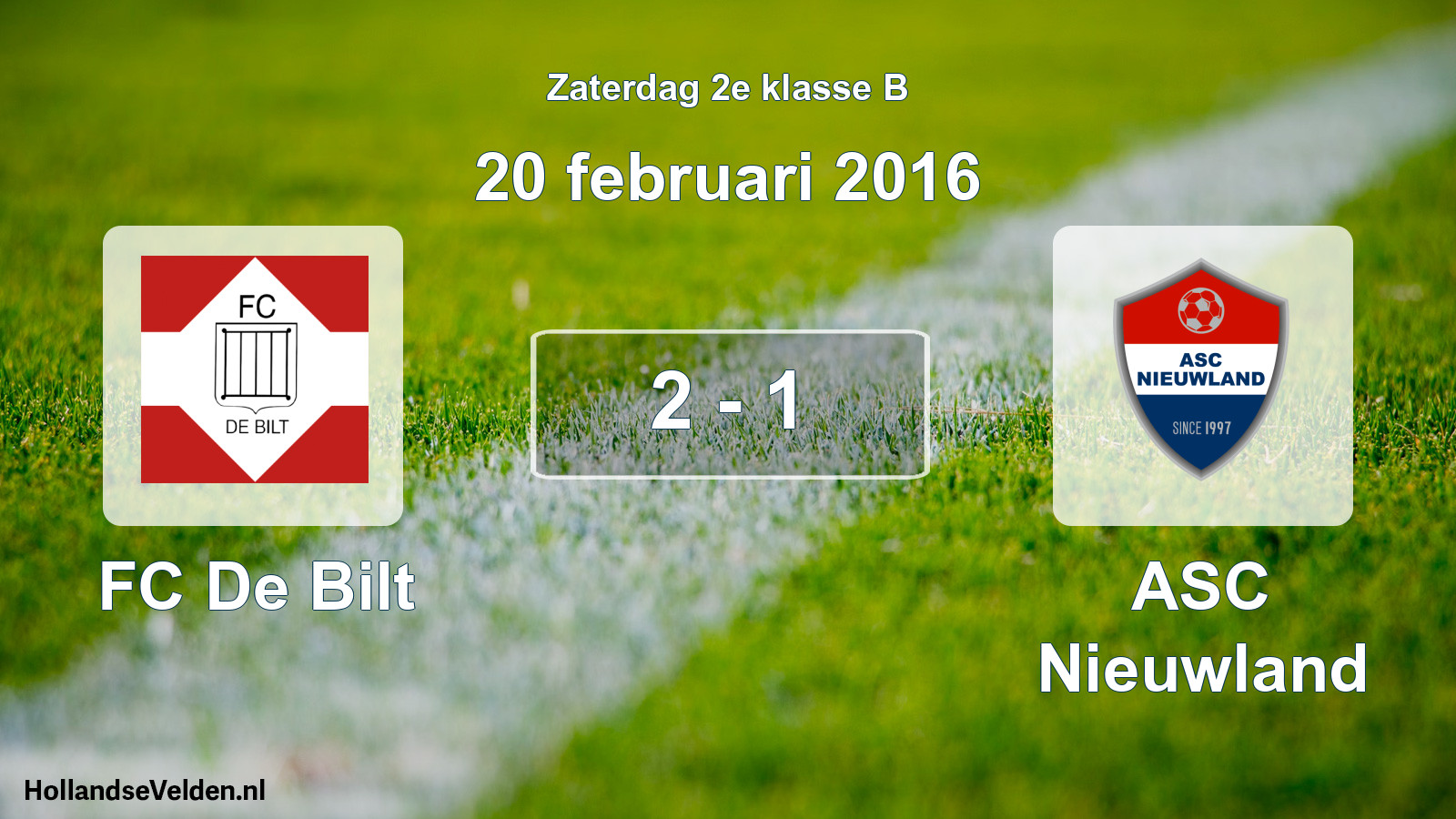 Total number of matches played: FC De Bilt - ASC Nieuwland 2 - 1 (20 February 2016)
