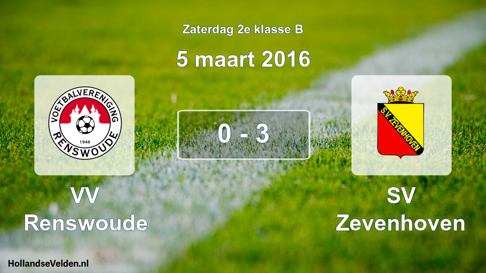 Total number of matches played: VV Renswoude - SV Zevenhoven 0 - 3 (5 March 2016)
