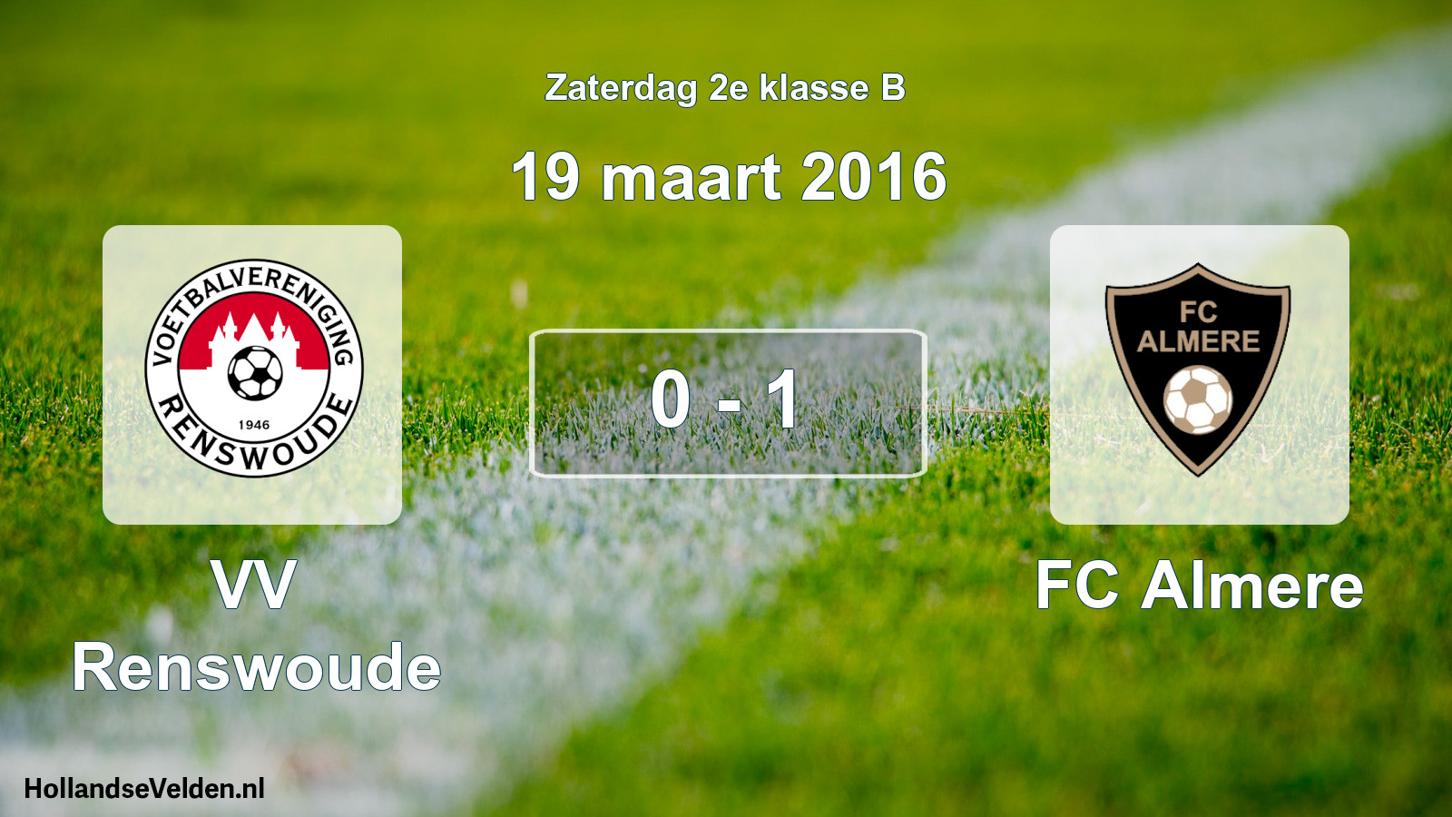 Total number of matches played: VV Renswoude - FC Almere 0 - 1 (19 March 2016)