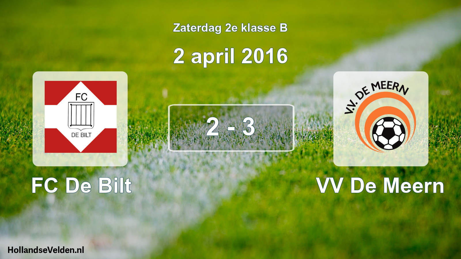 Total number of matches played: FC De Bilt - VV De Meern 2 - 3 (2 April 2016)