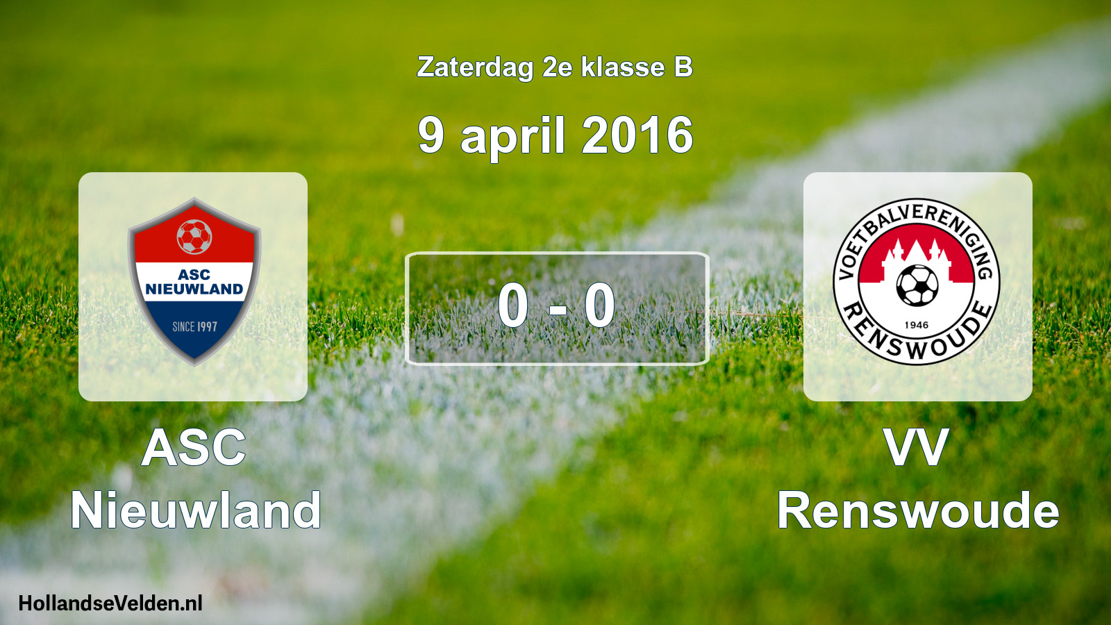 Total number of matches played: ASC Nieuwland - VV Renswoude 0 - 0 (9 April 2016)
