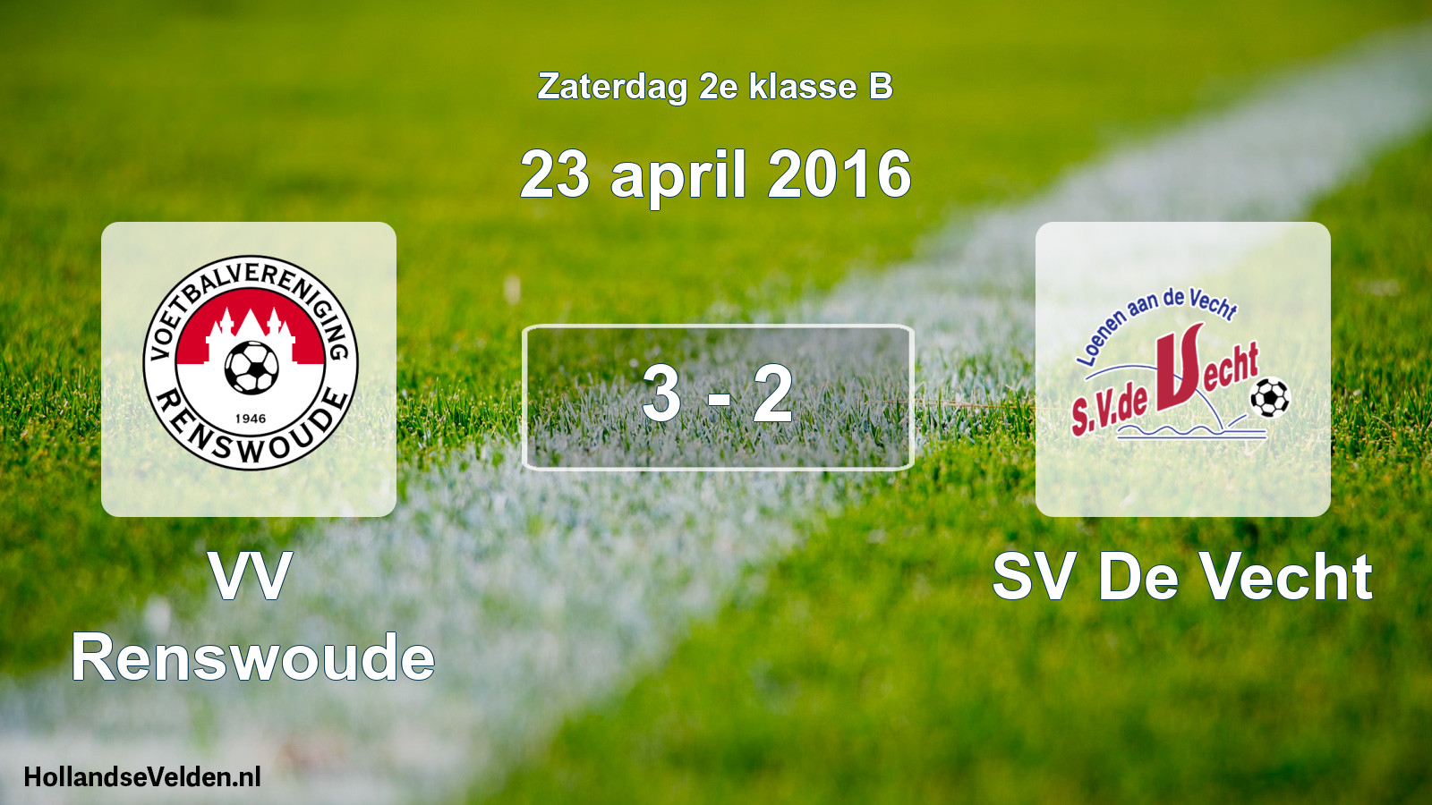 Total number of matches played: VV Renswoude - SV De Vecht 3 - 2 (23 April 2016)