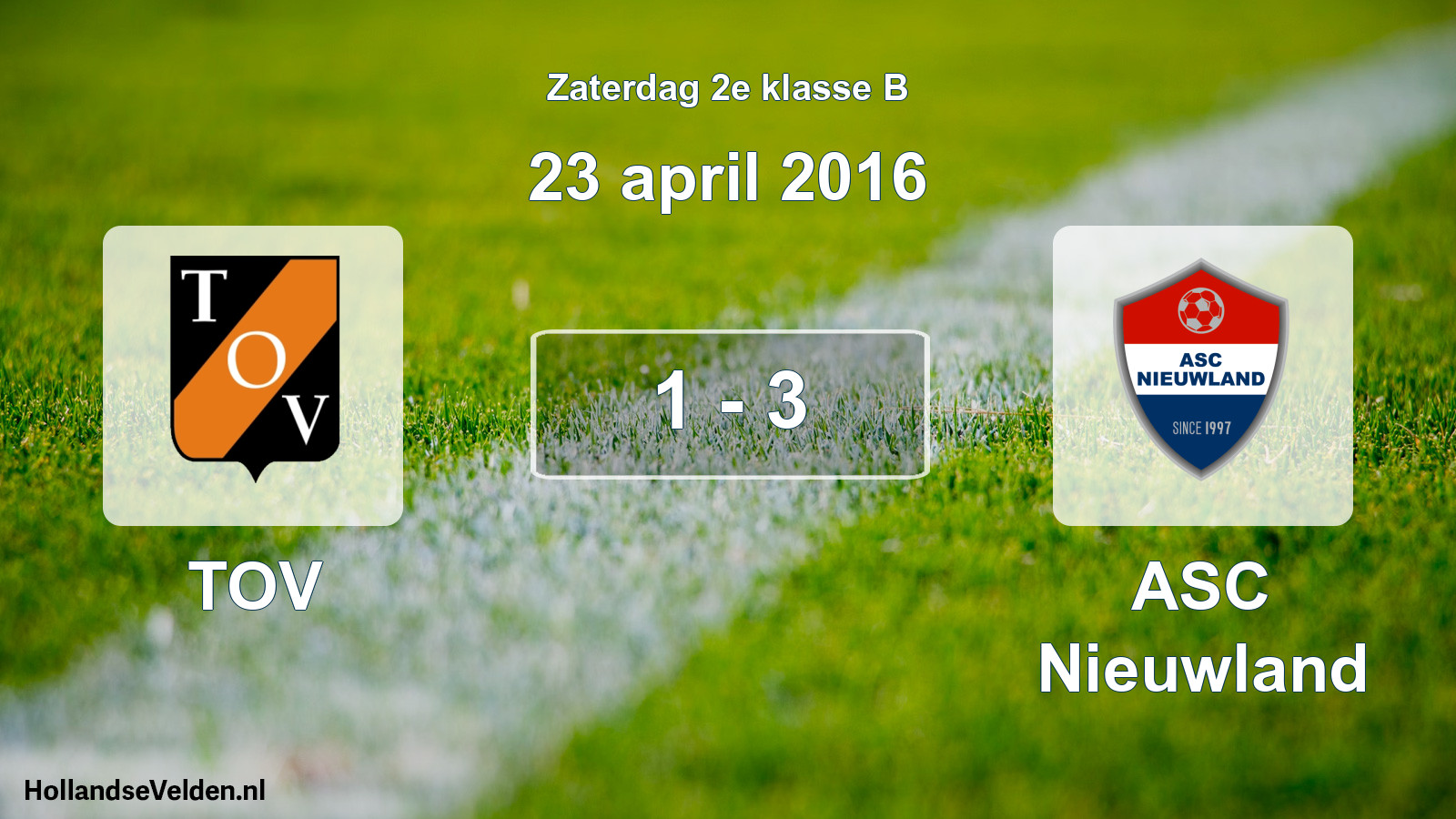 Total number of matches played: TOV - ASC Nieuwland 1 - 3 (23 April 2016)